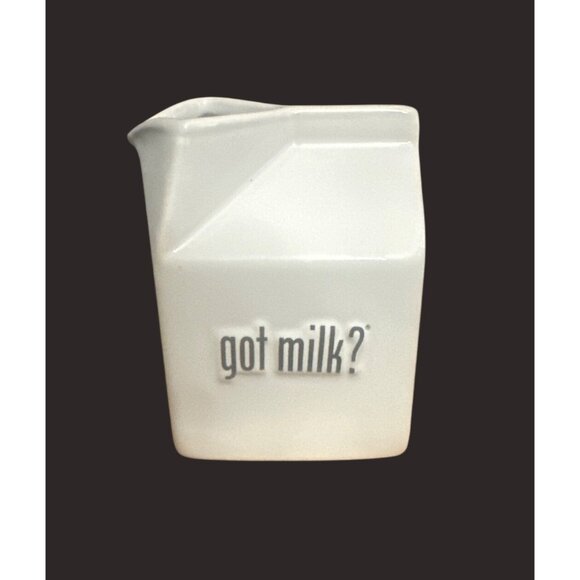 White Ceramic "Got Milk?" Milk Carton Shaped Creamer By At Home International - Picture 1 of 7